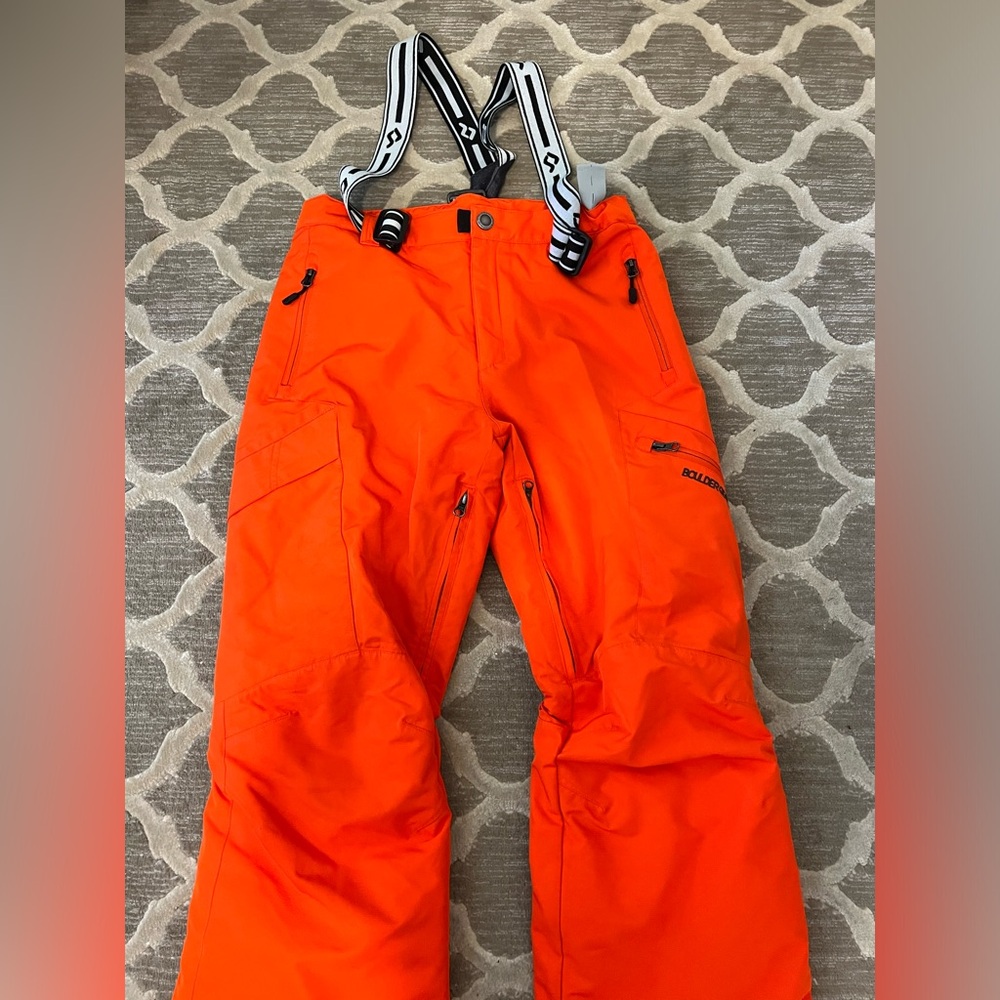 Kids Orange Snow Overalls with Removable Suspenders